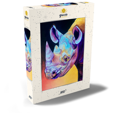 Darstellung des Puzzle Motivs Vibrant Rhino Portrait in Abstract Art 1000 Puzzle Schachtel Ansicht2
