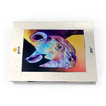 Darstellung des Puzzle Motivs Vibrant Rhino Portrait in Abstract Art 1000 Puzzle Schachtel Ansicht3