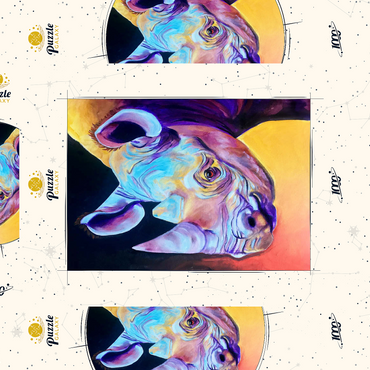 Darstellung des Puzzle Motivs Vibrant Rhino Portrait in Abstract Art 1000 Puzzle Schachtel 3D Modell
