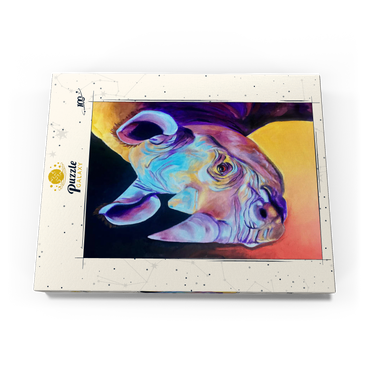Darstellung des Puzzle Motivs Vibrant Rhino Portrait in Abstract Art 100 Puzzle Schachtel Ansicht3