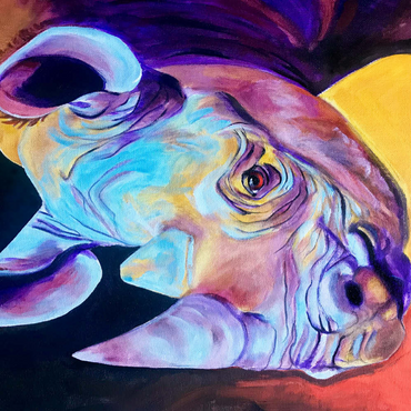 Darstellung des Puzzle Motivs Vibrant Rhino Portrait in Abstract Art 100 Puzzle 3D Modell