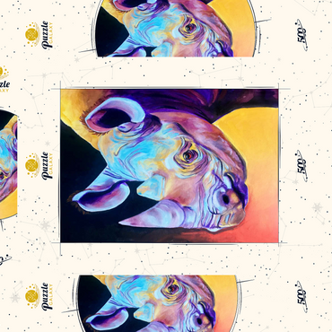 Darstellung des Puzzle Motivs Vibrant Rhino Portrait in Abstract Art 500 Puzzle Schachtel 3D Modell