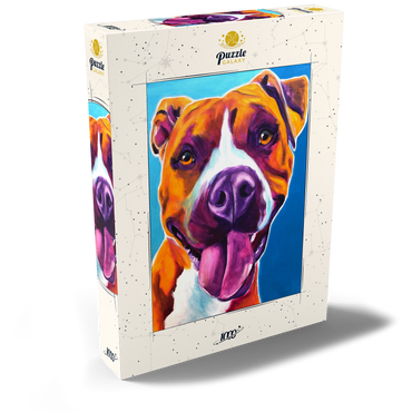 Darstellung des Puzzle Motivs Colorful Portrait of Smiling Pit Bull 1000 Puzzle Schachtel Ansicht2