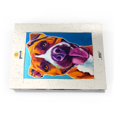 Darstellung des Puzzle Motivs Colorful Portrait of Smiling Pit Bull 1000 Puzzle Schachtel Ansicht3