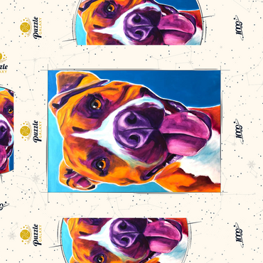Darstellung des Puzzle Motivs Colorful Portrait of Smiling Pit Bull 1000 Puzzle Schachtel 3D Modell