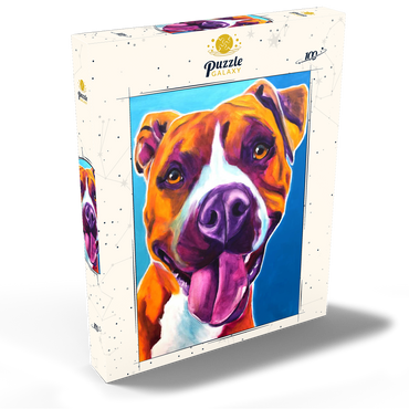 Darstellung des Puzzle Motivs Colorful Portrait of Smiling Pit Bull 100 Puzzle Schachtel Ansicht2