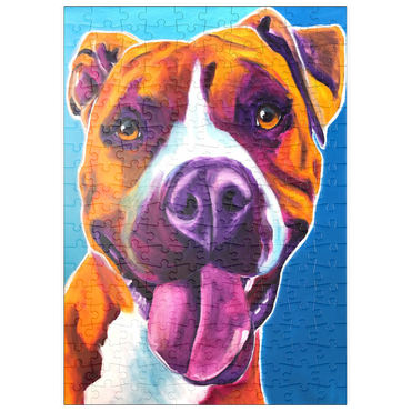 Darstellung des Puzzle Motivs puzzleplate Colorful Portrait of Smiling Pit Bull 200 Puzzle