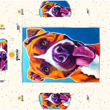 Darstellung des Puzzle Motivs Colorful Portrait of Smiling Pit Bull 200 Puzzle Schachtel 3D Modell
