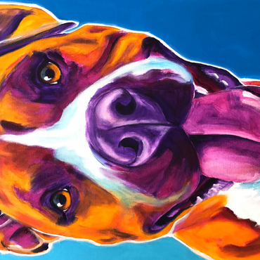 Darstellung des Puzzle Motivs Colorful Portrait of Smiling Pit Bull 500 Puzzle 3D Modell