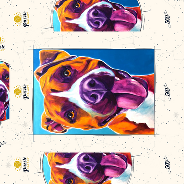 Darstellung des Puzzle Motivs Colorful Portrait of Smiling Pit Bull 500 Puzzle Schachtel 3D Modell