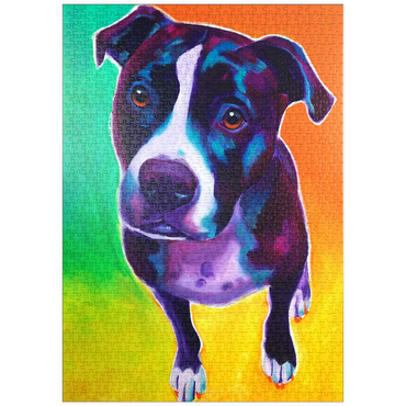 Darstellung des Puzzle Motivs puzzleplate Vibrant Pit Bull with Expressive Eyes 1000 Puzzle