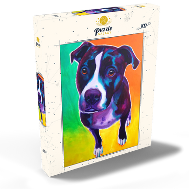 Darstellung des Puzzle Motivs Vibrant Pit Bull with Expressive Eyes 100 Puzzle Schachtel Ansicht2