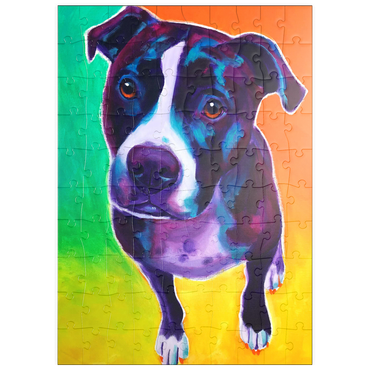 Darstellung des Puzzle Motivs puzzleplate Vibrant Pit Bull with Expressive Eyes 100 Puzzle