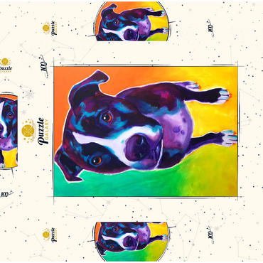 Darstellung des Puzzle Motivs Vibrant Pit Bull with Expressive Eyes 100 Puzzle Schachtel 3D Modell
