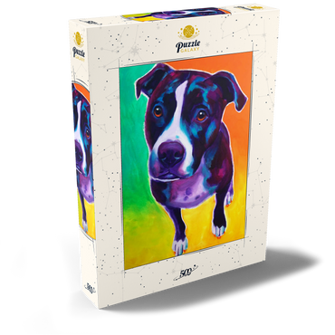 Darstellung des Puzzle Motivs Vibrant Pit Bull with Expressive Eyes 500 Puzzle Schachtel Ansicht2