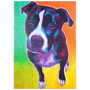 Darstellung des Puzzle Motivs puzzleplate Vibrant Pit Bull with Expressive Eyes 500 Puzzle