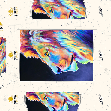 Darstellung des Puzzle Motivs Vibrant Abstract Lion Portrait in Bold Colors 1000 Puzzle Schachtel 3D Modell