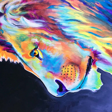 Darstellung des Puzzle Motivs Vibrant Abstract Lion Portrait in Bold Colors 100 Puzzle 3D Modell