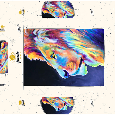 Darstellung des Puzzle Motivs Vibrant Abstract Lion Portrait in Bold Colors 200 Puzzle Schachtel 3D Modell