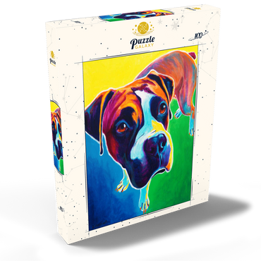 Darstellung des Puzzle Motivs Colorful Boxer Dog Portrait in Bold Pop Art Style 100 Puzzle Schachtel Ansicht2