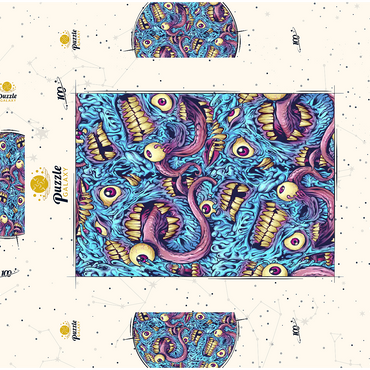 Darstellung des Puzzle Motivs Surreal Monster Faces with Tentacles 100 Puzzle Schachtel 3D Modell