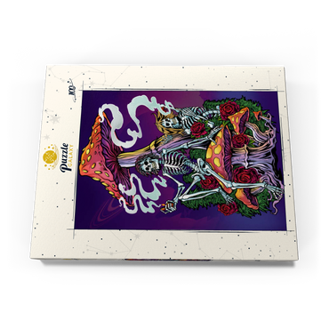 Darstellung des Puzzle Motivs Psychedelic Skeletons with Mushrooms and Roses 100 Puzzle Schachtel Ansicht3