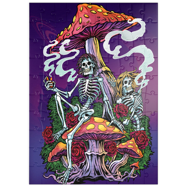 Darstellung des Puzzle Motivs puzzleplate Psychedelic Skeletons with Mushrooms and Roses 100 Puzzle