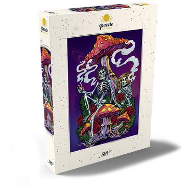 Darstellung des Puzzle Motivs Psychedelic Skeletons with Mushrooms and Roses 500 Puzzle Schachtel Ansicht2