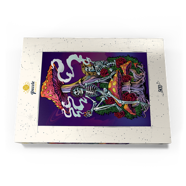 Darstellung des Puzzle Motivs Psychedelic Skeletons with Mushrooms and Roses 500 Puzzle Schachtel Ansicht3