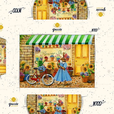 Darstellung des Puzzle Motivs Title: Whimsical Bunny at the Flower Shop 1000 Puzzle Schachtel 3D Modell