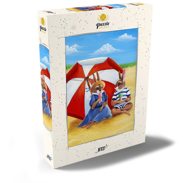Darstellung des Puzzle Motivs Beach Bunnies – Vintage-Inspired Animal Illustration 1000 Puzzle Schachtel Ansicht2