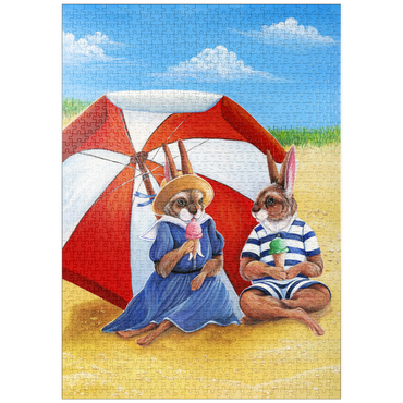 Darstellung des Puzzle Motivs puzzleplate Beach Bunnies – Vintage-Inspired Animal Illustration 1000 Puzzle