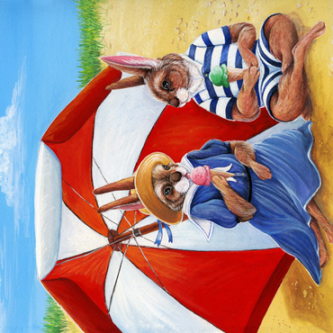 Darstellung des Puzzle Motivs Beach Bunnies – Vintage-Inspired Animal Illustration 1000 Puzzle 3D Modell