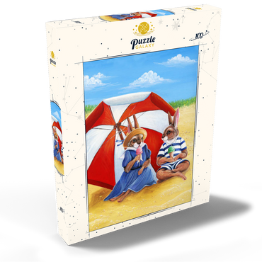 Darstellung des Puzzle Motivs Beach Bunnies – Vintage-Inspired Animal Illustration 100 Puzzle Schachtel Ansicht2