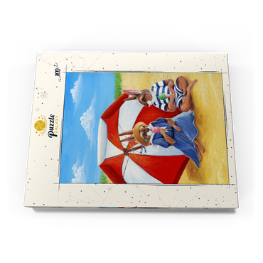 Darstellung des Puzzle Motivs Beach Bunnies – Vintage-Inspired Animal Illustration 100 Puzzle Schachtel Ansicht3