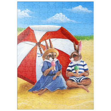 Darstellung des Puzzle Motivs puzzleplate Beach Bunnies – Vintage-Inspired Animal Illustration 200 Puzzle