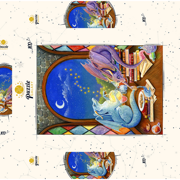 Darstellung des Puzzle Motivs Magical Dragon Study 100 Puzzle Schachtel 3D Modell