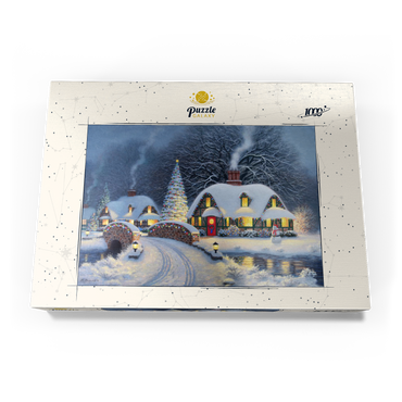 Darstellung des Puzzle Motivs Snowy Christmas Village with Lit Cottages 1000 Puzzle Schachtel Ansicht3