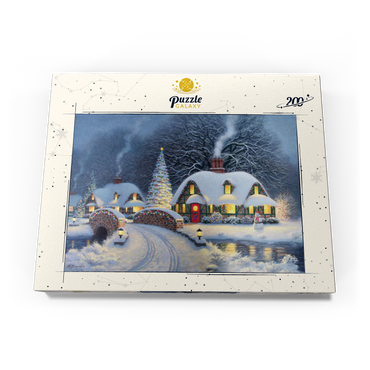 Darstellung des Puzzle Motivs Snowy Christmas Village with Lit Cottages 200 Puzzle Schachtel Ansicht3