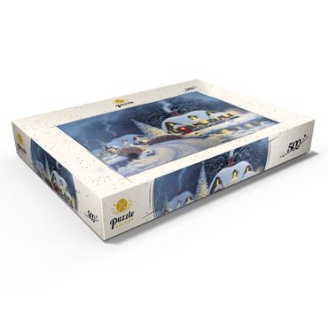 Darstellung des Puzzle Motivs Snowy Christmas Village with Lit Cottages 500 Puzzle Schachtel Ansicht1