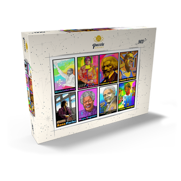 Darstellung des Puzzle Motivs Colorful Portraits of Influential Black Leaders 500 Puzzle Schachtel Ansicht2