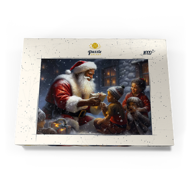 Darstellung des Puzzle Motivs Santa Sharing Gifts with Joyful Children 1000 Puzzle Schachtel Ansicht3