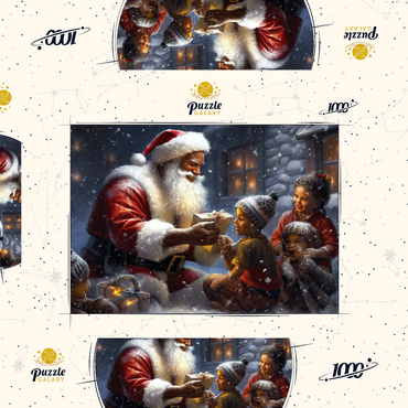 Darstellung des Puzzle Motivs Santa Sharing Gifts with Joyful Children 1000 Puzzle Schachtel 3D Modell