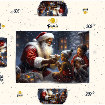 Darstellung des Puzzle Motivs Santa Sharing Gifts with Joyful Children 200 Puzzle Schachtel 3D Modell