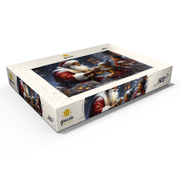 Darstellung des Puzzle Motivs Santa Sharing Gifts with Joyful Children 500 Puzzle Schachtel Ansicht1