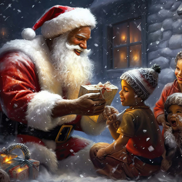 Darstellung des Puzzle Motivs Santa Sharing Gifts with Joyful Children 500 Puzzle 3D Modell