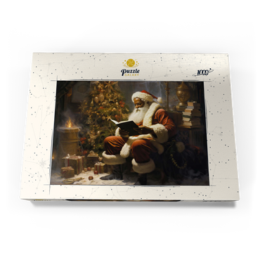 Darstellung des Puzzle Motivs Santa Reading by Christmas Tree 1000 Puzzle Schachtel Ansicht3