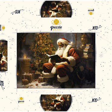 Darstellung des Puzzle Motivs Santa Reading by Christmas Tree 100 Puzzle Schachtel 3D Modell