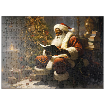 Darstellung des Puzzle Motivs puzzleplate Santa Reading by Christmas Tree 200 Puzzle