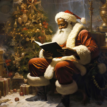 Darstellung des Puzzle Motivs Santa Reading by Christmas Tree 200 Puzzle 3D Modell
